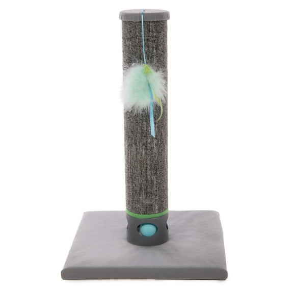 SmartyKat Playful Post Carpet Cat Scratching Post with Track Toy Base for Indoor Cats & Kittens, Features Integrated Hidden Ball Base for Stimulation