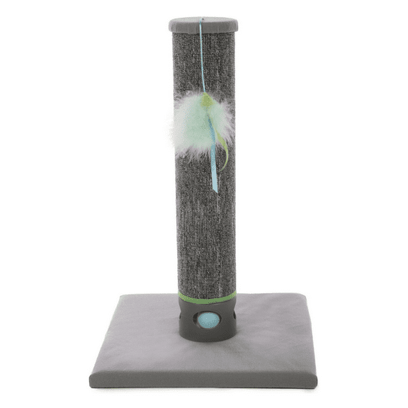 SmartyKat Playful Post Carpet Cat Scratching Post with Track Toy Base for Indoor Cats & Kittens, Features Integrated Hidden Ball Base for Stimulation