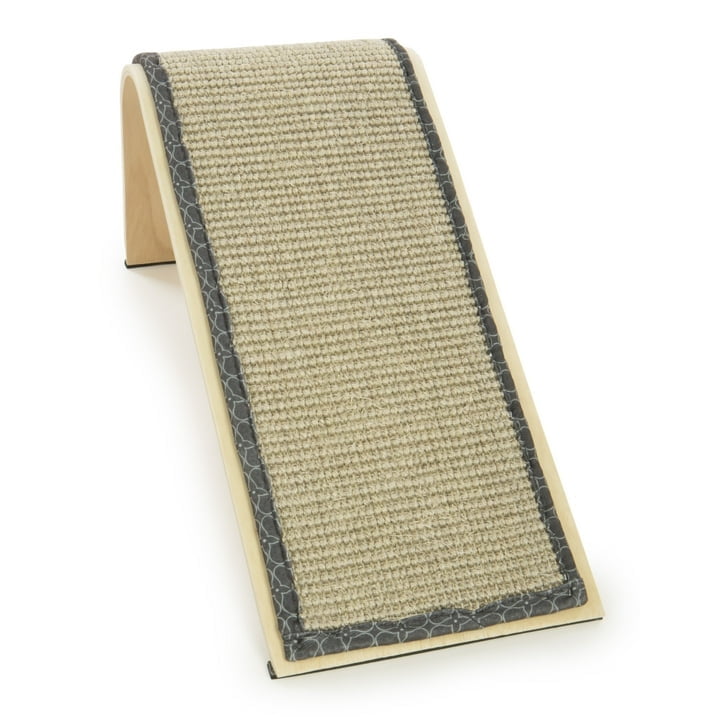 Natural Sisal Cat Scratch Ramp with Wooden Frame and Catnip
