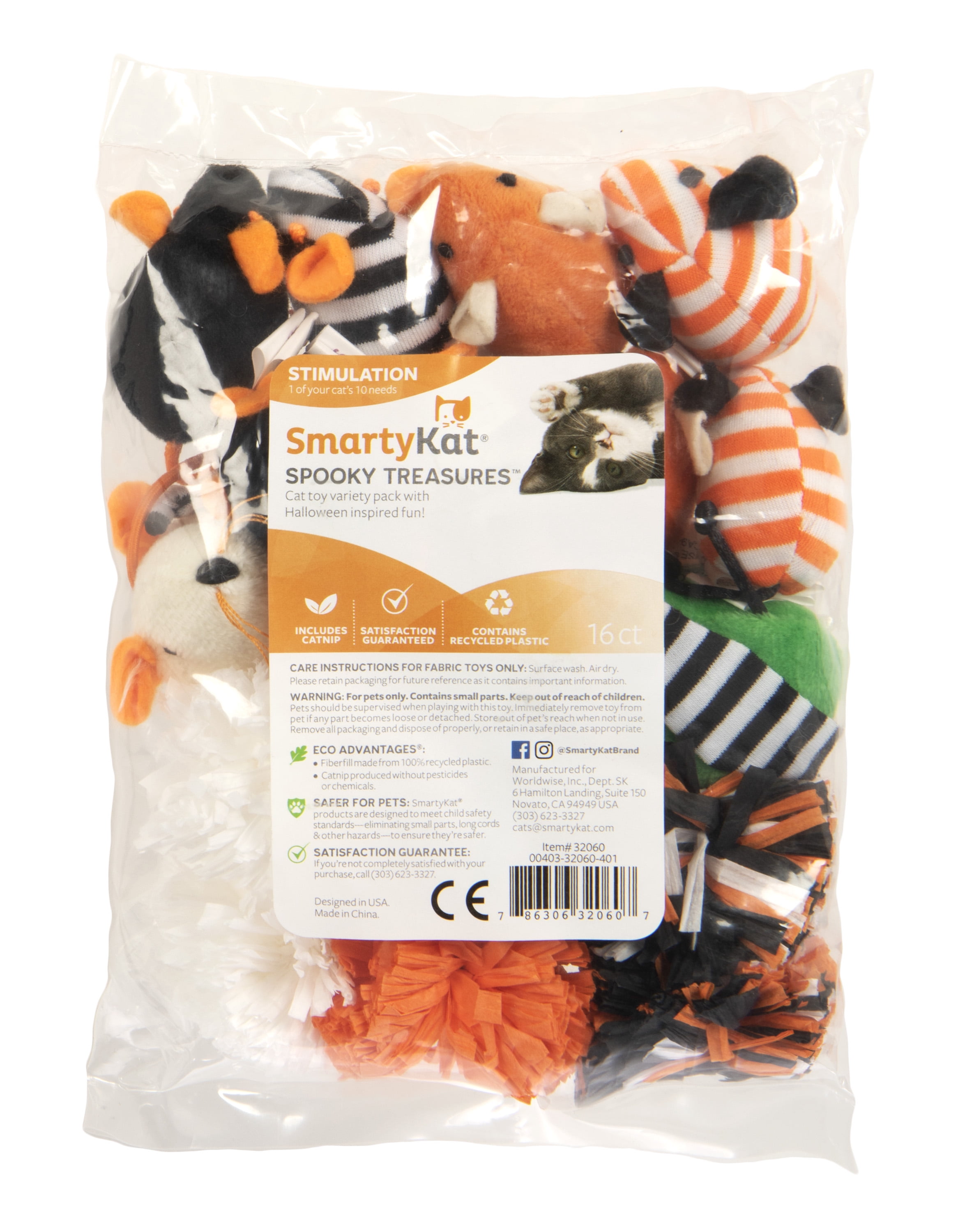SmartyKat Spooky Treasures (Set of 16) Halloween Soft Plush Catnip Cat