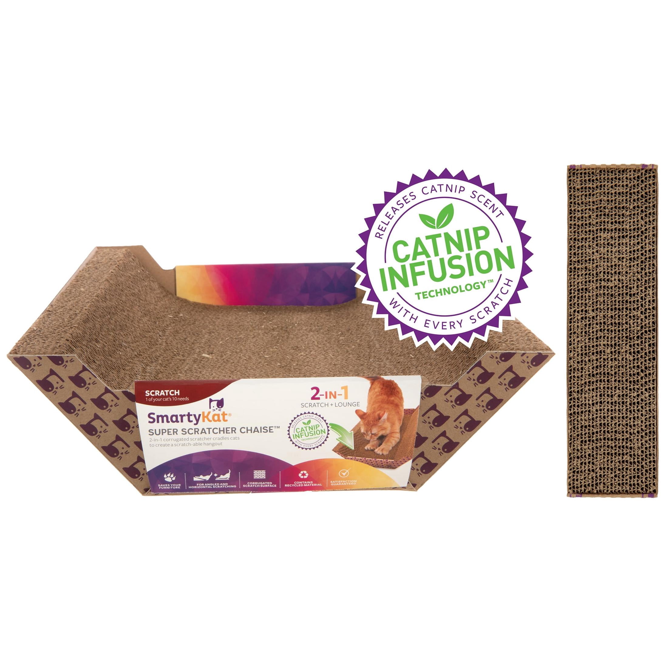 SmartyKat Super Scratcher Catnip-Infused Cat Scratcher Bundle, Corrugate Chaise Lounge & Reversible Cardboard Floor Pad, 2-Piece