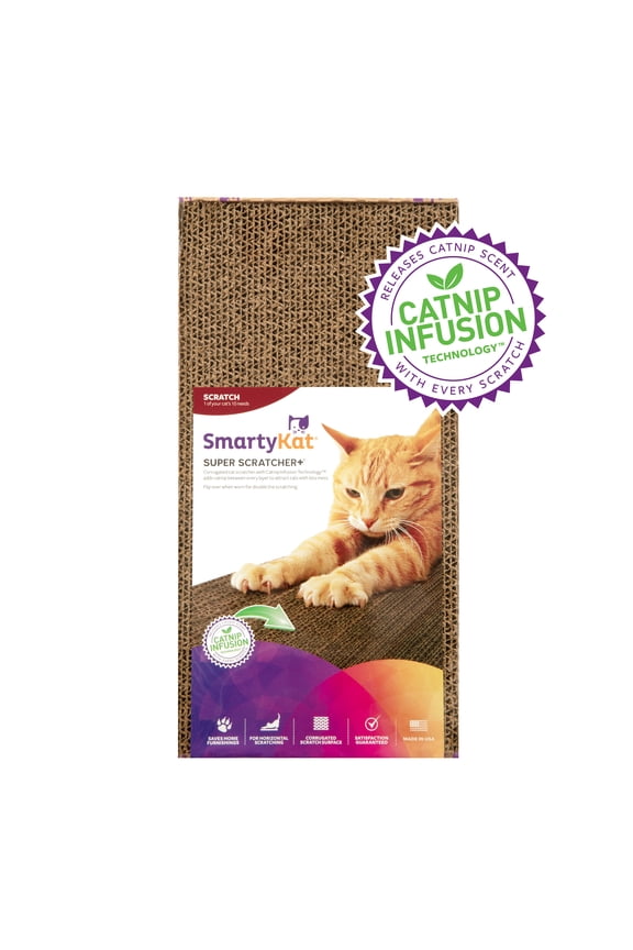 Super Scratcher+ Catnip Infused Corrugated Cardboard Cat Scratching Floor Pad