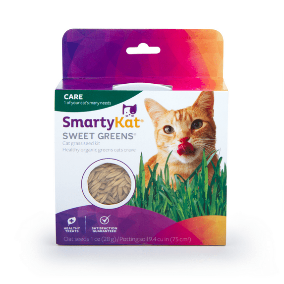 SmartyKat Sweet Greens Oat Grass Grow Kit for Indoor Cats & Kittens, Aids Digestion & Provides Essentials Vitamins & Minerals, Easy-to-Grow, 5-Pack