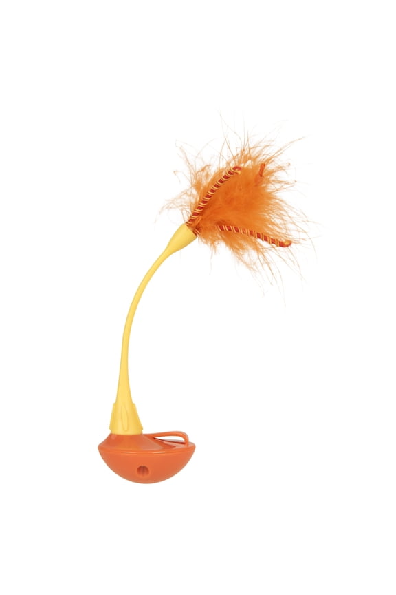 Tip N Dip Interactive Cat Toy with Feathers and Wobble Action, Orange