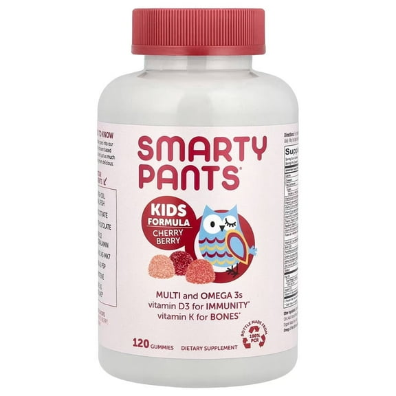 SmartyPants Kids Cherry Berry Multi & Omega 3 Fish Oil Gummy Vitamins with D3, C & B12 - 120 ct