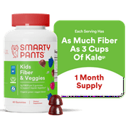 SmartyPants Kids Fiber & Veggies Supplement Gummies, Mixed Berry - 60ct