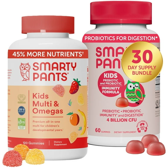 SmartyPants Kids Multivitamin & Probiotic Gummies Bundle, 30 Day Supply