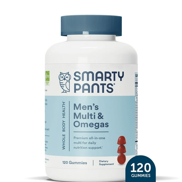 SmartyPants Men's Multi & Omega 3 Fish Oil Gummy Vitamins with D3, C & B12 - 120 ct