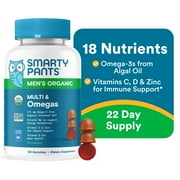 SmartyPants Organic Men's Multi & Vegetarian Omega 3 Gummy Vitamins with D3, C & B12 - 90ct