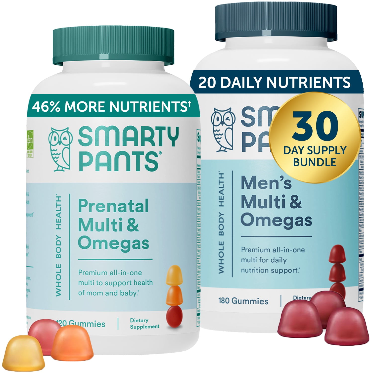 SmartyPants Prenatal Gummy Vitamins & Mens Multi Bundle, 30 Day Supply