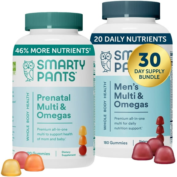 SmartyPants Prenatal Gummy Vitamins & Mens Multi Bundle, 30 Day Supply