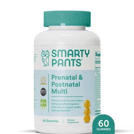 SmartyPants Prenatal & Postnatal Multi Gummy Vitamins with Folate, Female, B12 & D3- 60 Ct