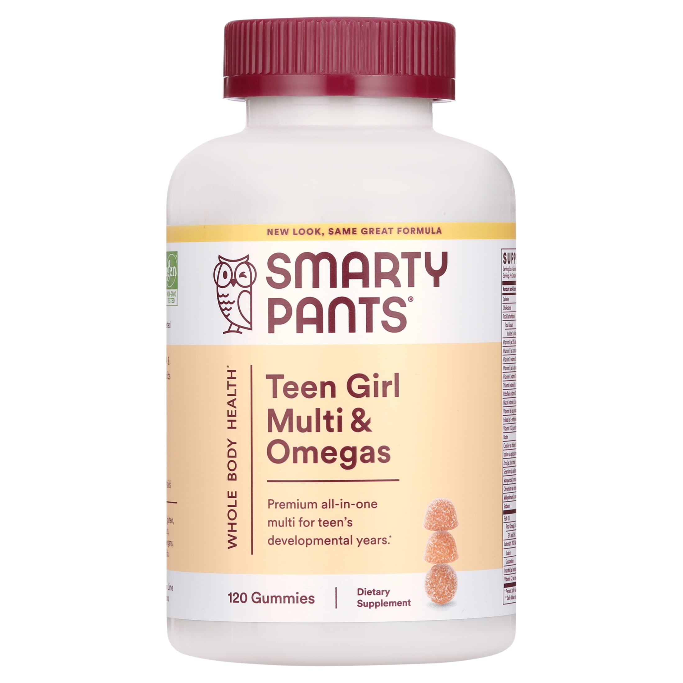 SmartyPants Teen Girl Multi & Omega 3 Fish Oil Gummy Vitamins with D3, C & B12 - 120 ct