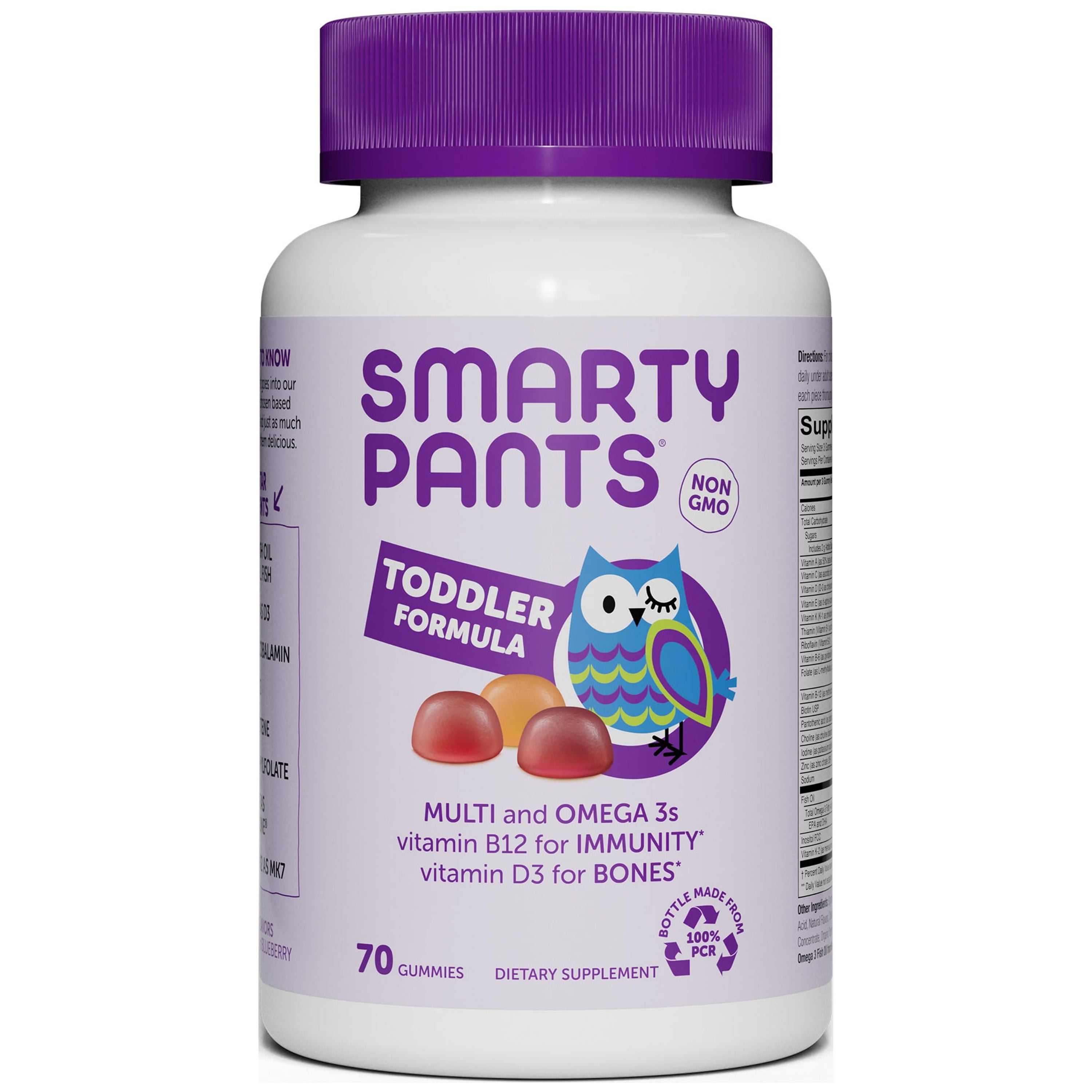 SmartyPants Toddler Multi & Omega 3 Fish Oil Gummy Vitamins with D3, C