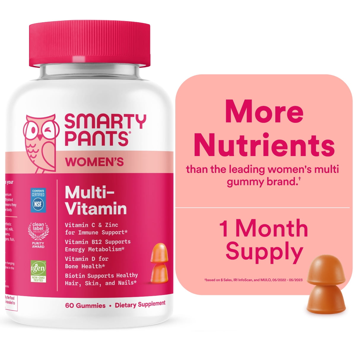 SmartyPants Women's Multivitamin Gummies with D3, C & B12 - 60ct ...