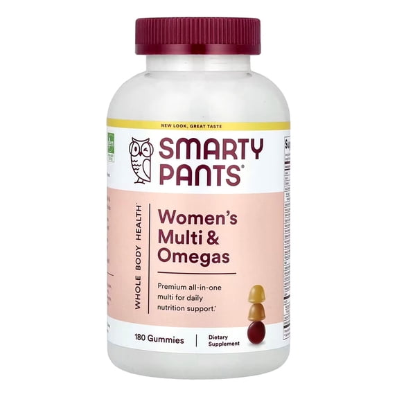 SmartyPants Women's Multivitamin Gummies with Omega 3s, D3, C & B12, 180 Ct