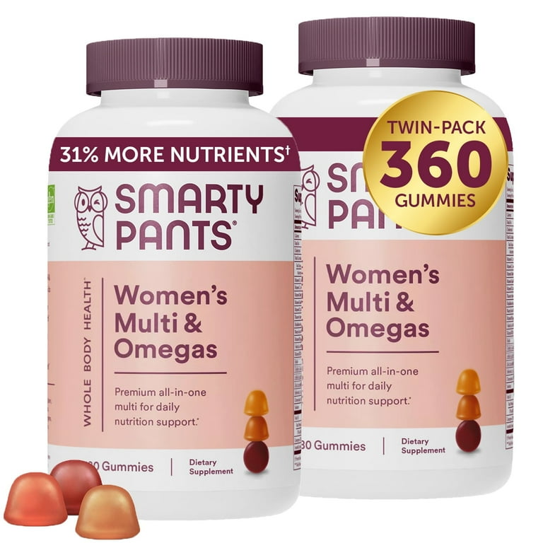 SmartyPants Women's Multivitamin Gummies, Omega-3, CoQ10, 180 Ct, 2-Pack -  Walmart.com