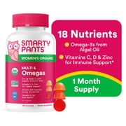 SmartyPants Womens Organic Multi & Vegetarian Omega 3 Gummy Vitamins with D3, C & B12 - 120ct