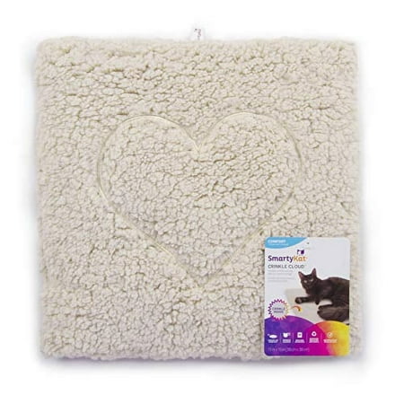 Smartykat Crinkle Cloud Plush Crinkle Cat Mat And Bed, Cream