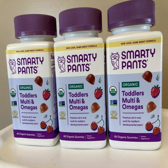 Smartypants Organic Toddler Multivitamin, Daily Gummy Vitamins: Probiotics, Vitamin C, D3, Zinc, & B12 For Immune Support, Energy & Digestive Health, Fruit Flavor, 60 Gummies, 30 Day Supply