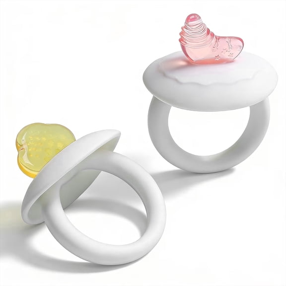Smasener 2 Pcs Baby Teething Toys for Babies and Toddlers 6-12 Months Easy to Grip Easy to Clean Eases Teething Discomfort Soothes Sore Gums, Ring teether(Lune)
