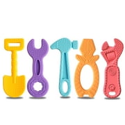 Smasener 5 PCS Baby Teething Toys for 0-6 Months 6-12 Months, Freezer Silicone Baby Molar Teether Chew Toys, Hammer Wrench Spanner Pliers Shape Baby Boy Toys
