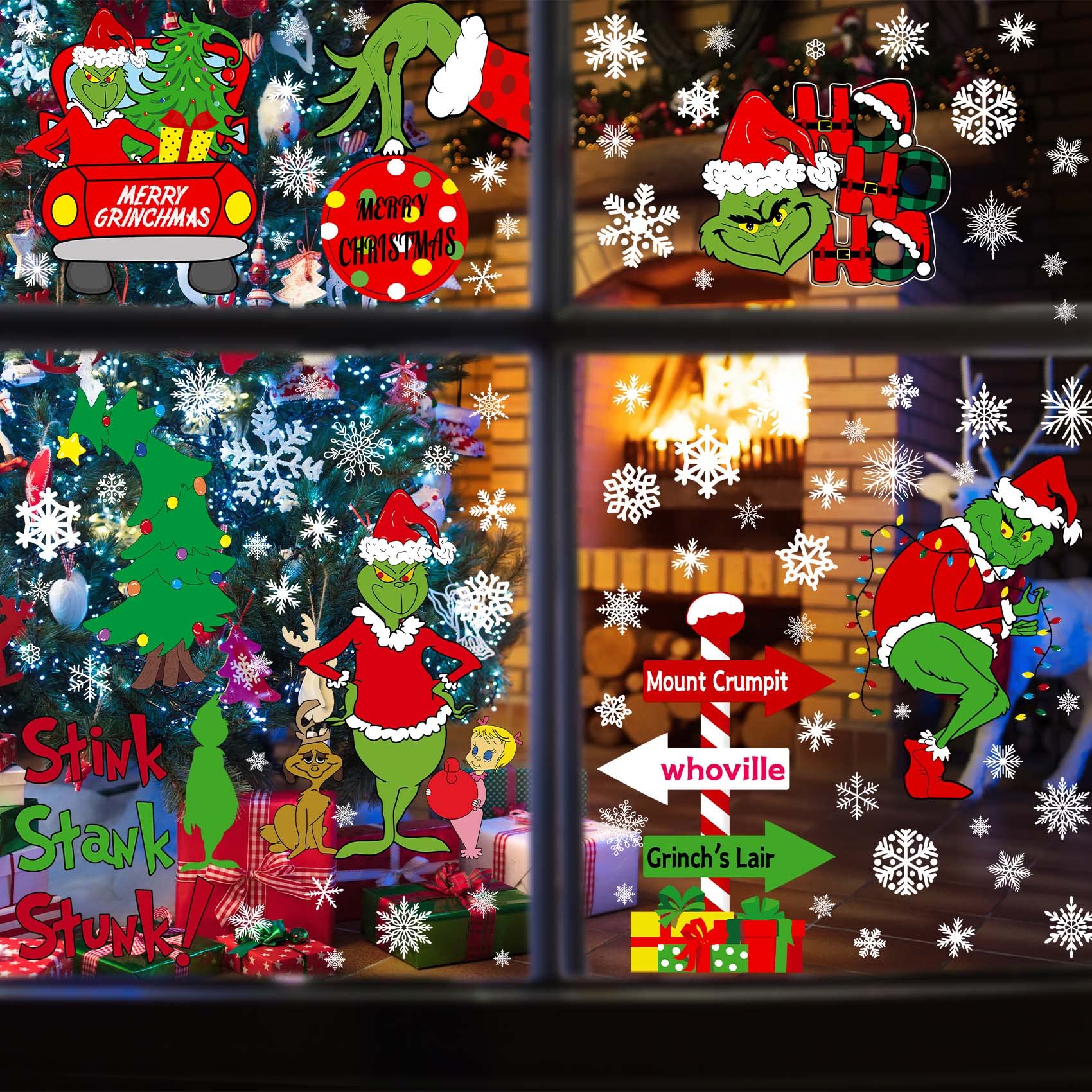 Smasener Christmas Window Clings for Glass Windows,Christmas Elf Faces