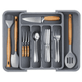 thumbnail image 1 of Smasener Large Silverware Drawer Organizer, Adjustable Flatware and Cutlery Organizer, Expandable Cutlery Tray for Spoons Forks Knives for Kitchen, Large, Gray, 1 of 7
