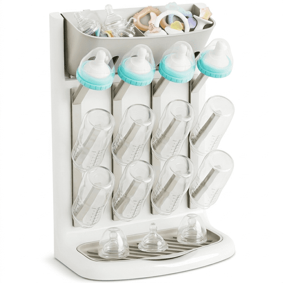 Smasener New Wall-Mounted Baby Bottle Drying Rack, Baby Bottle Drying Rack, Space-Saving Vertical Drying Rack for Cleaning Baby Bottles and Breast Pump Accessories (Gray)