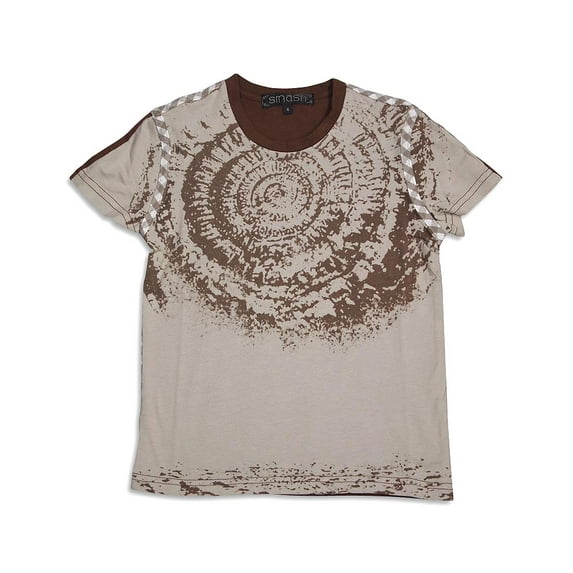 Smash Boys Sizes 4 - 12 Short Sleeve Shirt Top British Invasion Tee 30912-5 (Khaki Swirl)