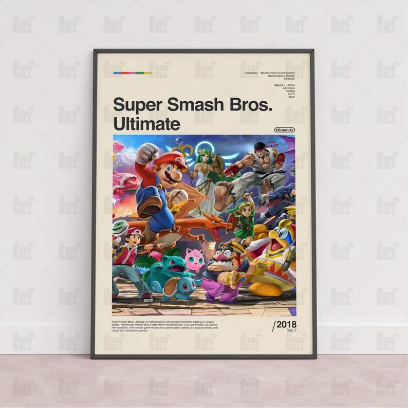 Smash Bros Ultimate Battle Poster | Crossover Fighting Game Wall Art ...
