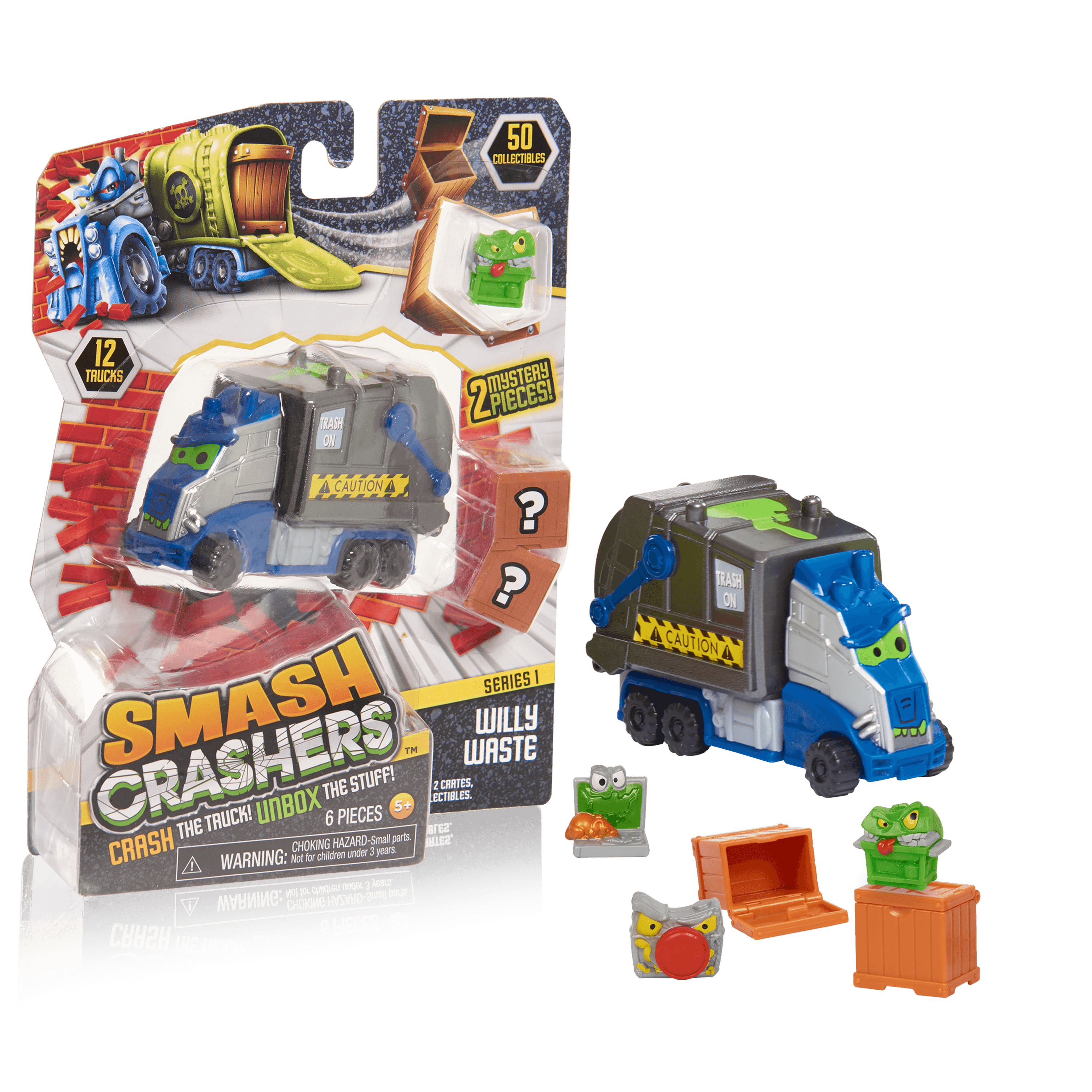 4 packs Smash Crashers Toy Trucks Cars - w free play box