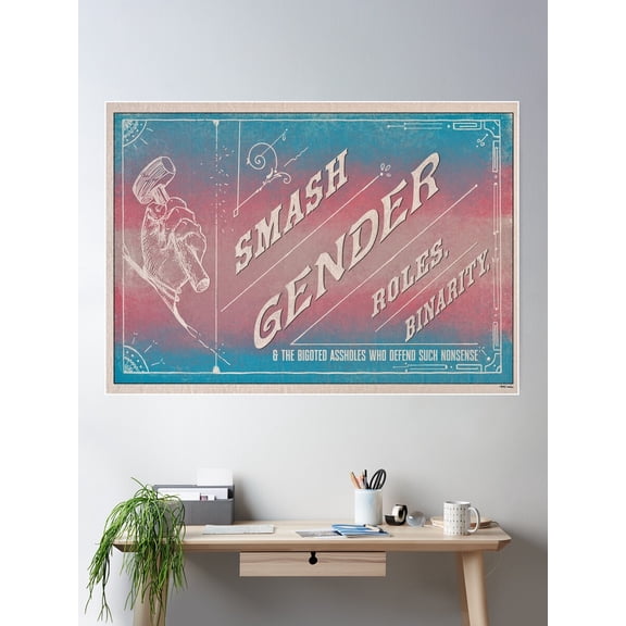 Smash Gender - Trans Edition Poster Wall Art, Modern Wall Decor For Living Room Bedroom, 8x12 UNFRAMED