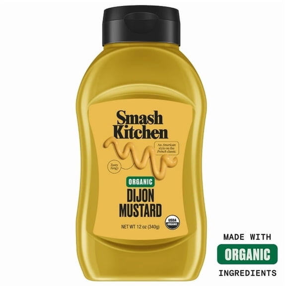 Smash Kitchen Organic Dijon Mustard, 12 oz Bottle, Pack of 2