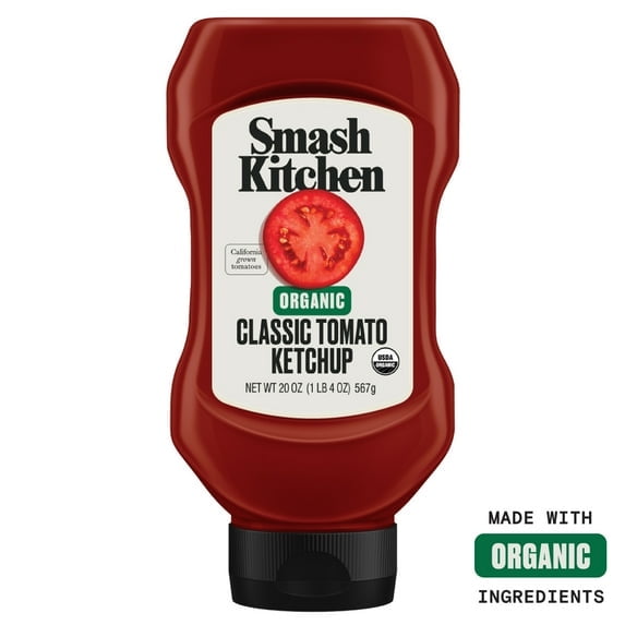 Smash Kitchen Organic Tomato Ketchup, 20 oz Bottle - 2 Pack