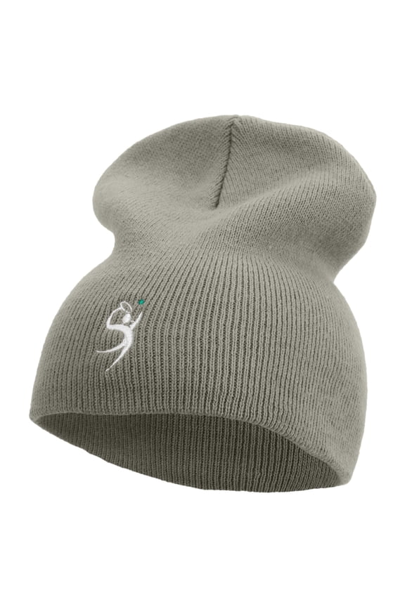 Smash Shoot Ball Player Embroidered 8 inch Acrylic Short beanie - Grey OSFM