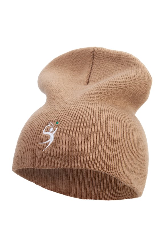 Smash Shoot Ball Player Embroidered 8 inch Acrylic Short beanie - Khaki OSFM