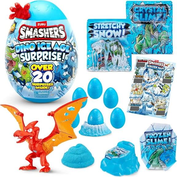Smashers Dino Ice Age Surprise Egg (with Over 25 Surprises!) by ZURU - Pterodactyl, Blue