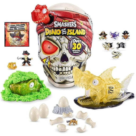 Smashers Dino Island Giant Skull 12 Adventure Mini Dinosaur Toys, Slime, Sand, Eggs, Figurines, 30+