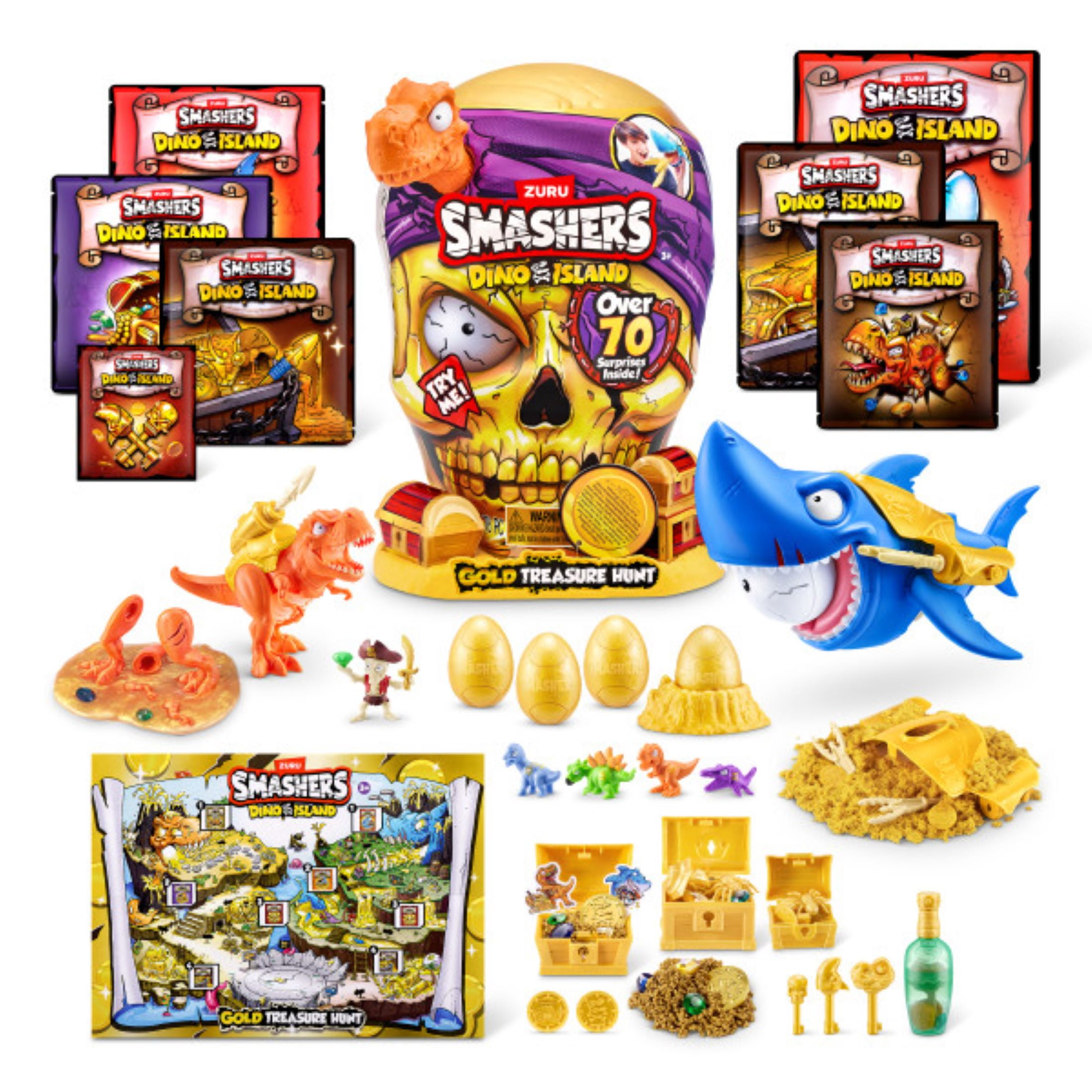 Smashers Dino Island Gold Treasure Hunt, Interactive Novelty Collectable Toy for Kids by ZURU