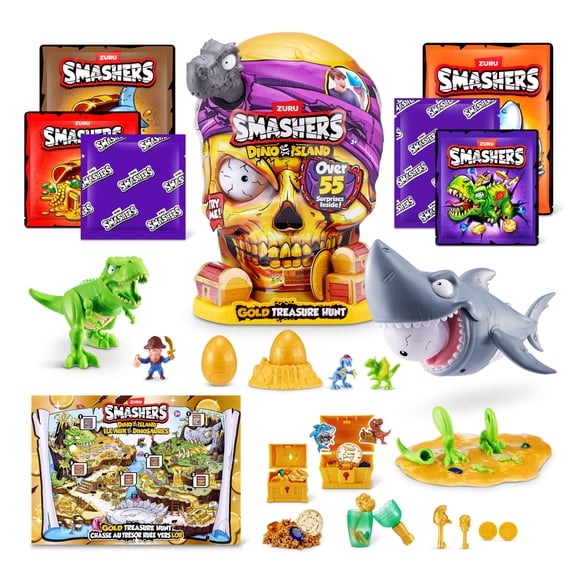 Smashers Dino Island Gold Treasure Hunt by ZURU, Treasure Hunt Themed Toy, Interactive Toy, Collectible Toy for Kids and Teens, 55+ Surprises