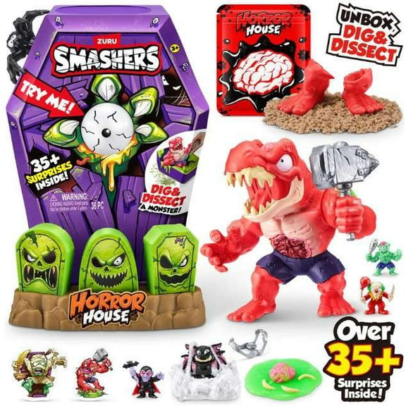 Smashers Horror House Zombie Rex LARGE Mystery Pack (BLACK Spider, 35+ Surprises Inside!)