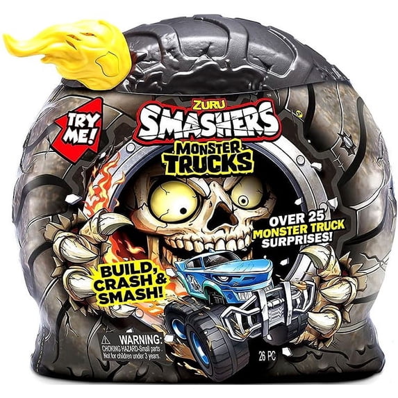Smashers Monster Wheels Yellow Flame Mystery Pack (Over 25 Monster Trucks Surprises!)