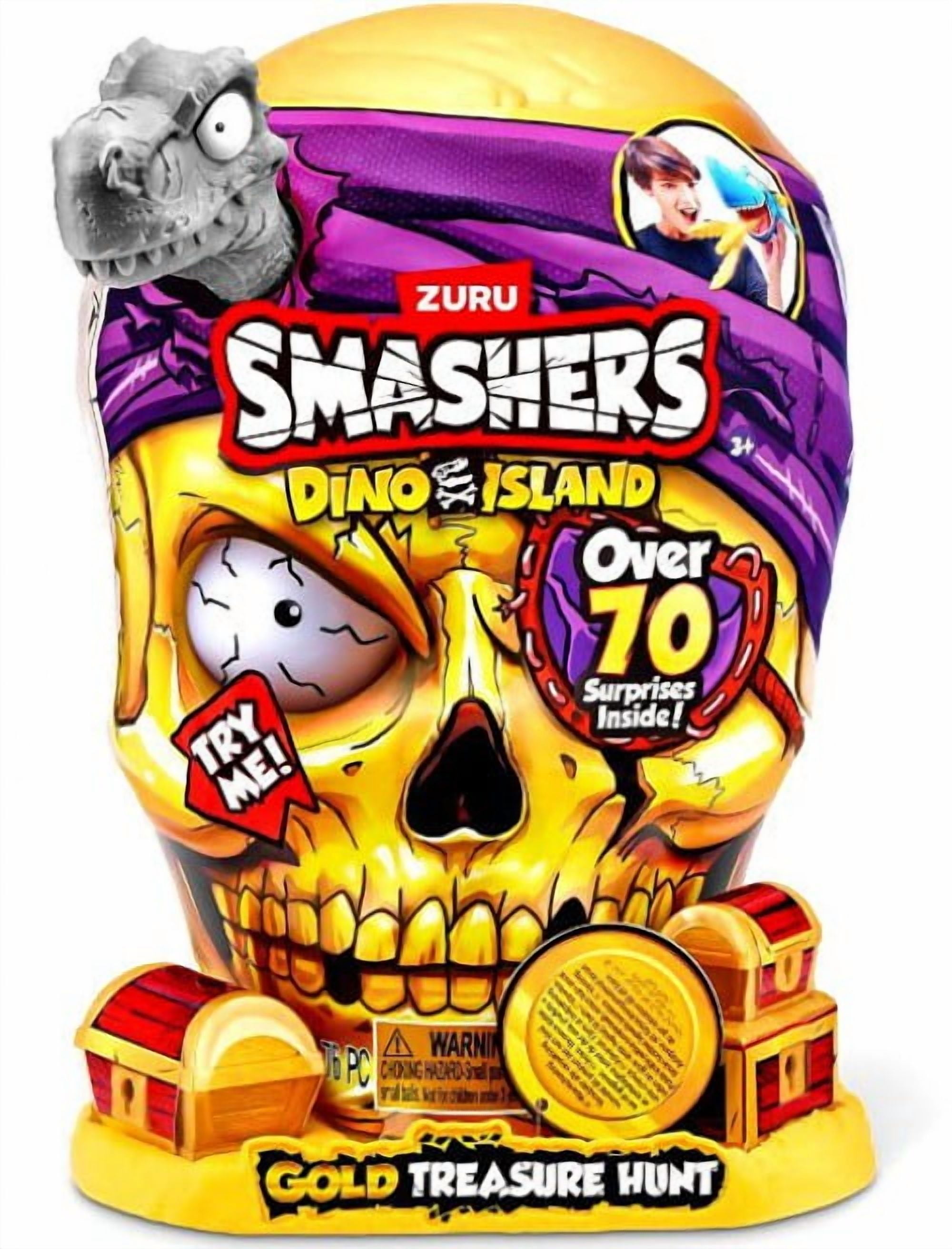 Smashers Series 5 Dino Island Giant Skull GOLD Treasure Hunt Mystery Pack (Green Dino & Grey Shark Over 70 Surprises!)