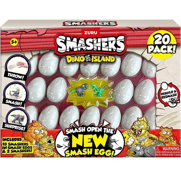 Smashers Series 5 Dino Island Mystery Mini Figure 20-Pack (Smash Open the New Smash Eggs!)