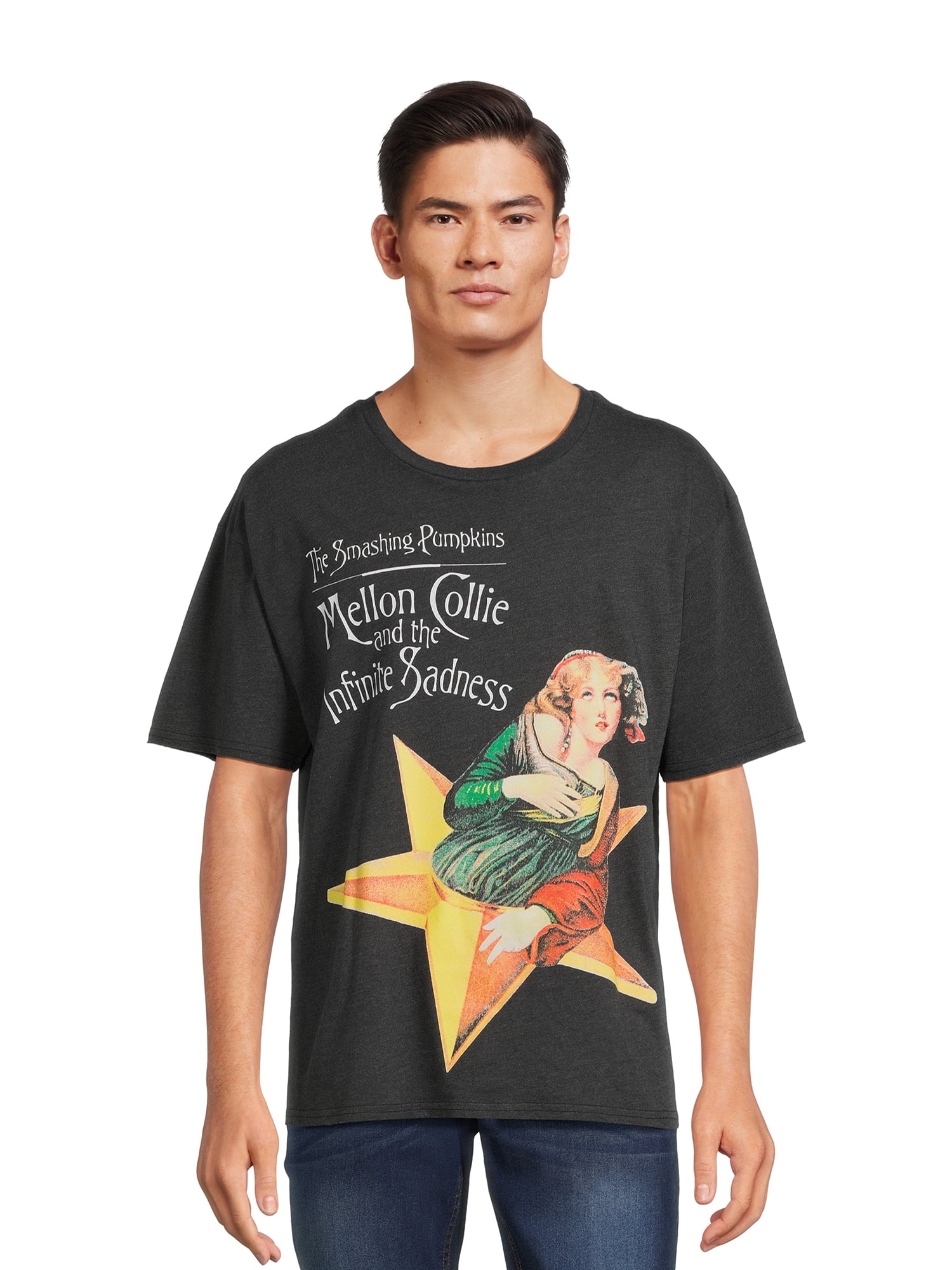 【2plan】Digital Stone Band Short Sleeve Tee Smashing Pumpkins Men's Graphic Band Tee with Short Sleeves