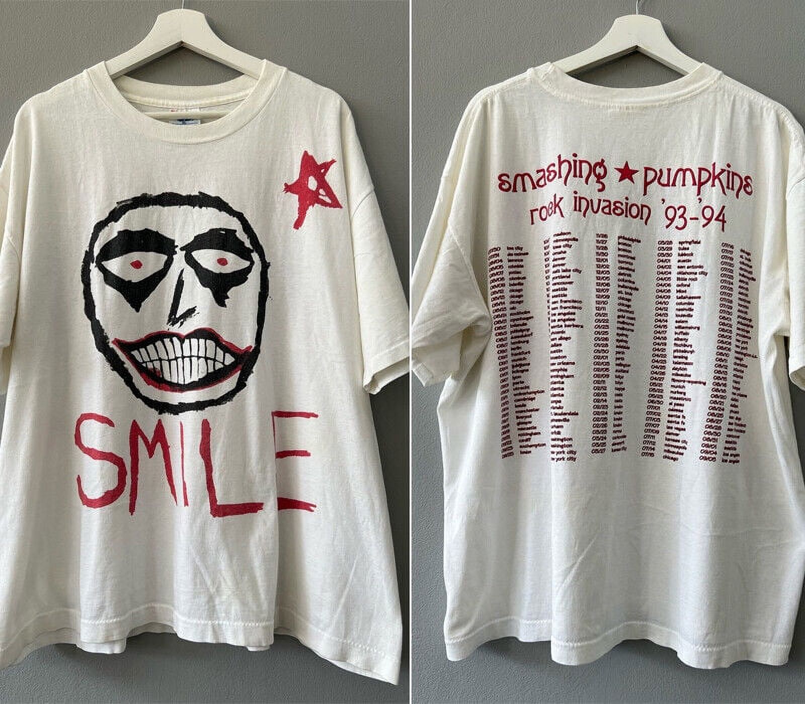 Smashing Pumpkins band Tour 93-94 Rock Invasion SMILE T