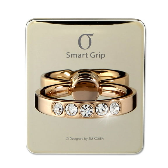 Smatixx Cell Phone Ring Holder & Grip with Luxury Oktant Crystal Universal Kickstand Compatible with All Major Smartphones | Charlotte (Light Gold - Crystal)
