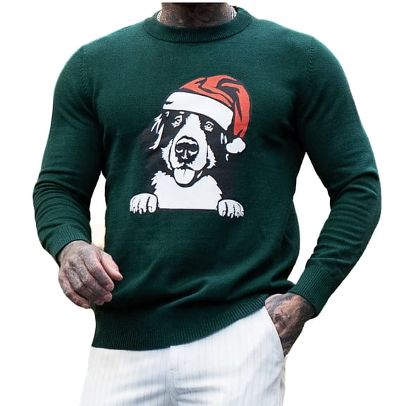 Smawell Men's Sweater | Crew‑neck Knit Pullover Soft Waffle Fabric, Long‑Sleeve, Loose‑Fit, Stretchy, Color‑Block Design for Men Daily Commute Street Outdoor Wear