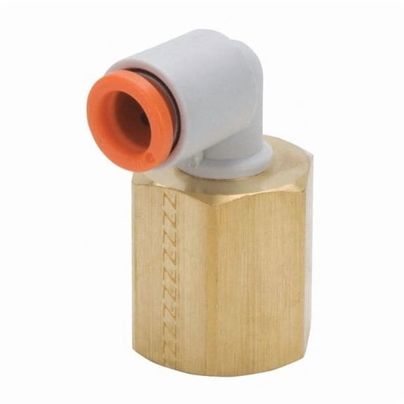 Push-Fit Elbow Fitting, Push-to-Connect x FBSPT, 8mm Tube OD, 1/8 in Pipe Size, Plastic